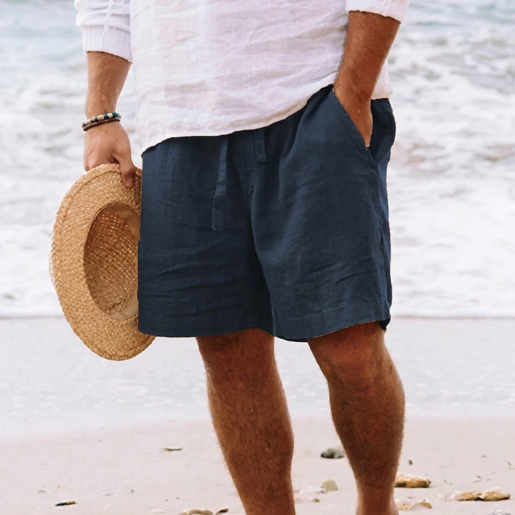 Casual herenshort met trekkoord en zakken, geschikt voor de zomer en het strand