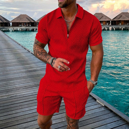 Nieuwe Casual Zomerkostuum met Korte Mouwen Voor Heren