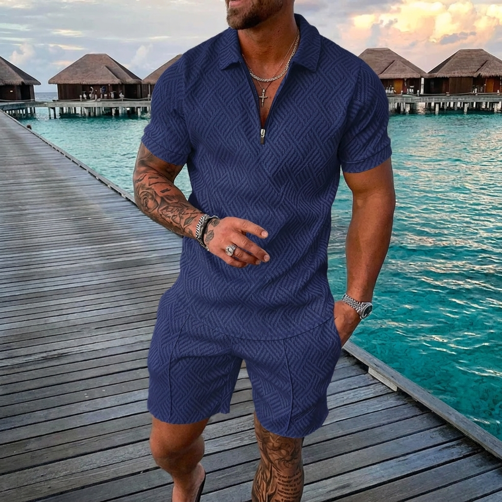 Nieuwe Casual Zomerkostuum met Korte Mouwen Voor Heren