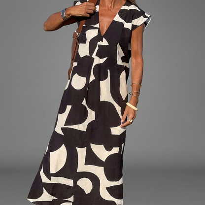 Elegante damesjurk met V-hals en losse taille