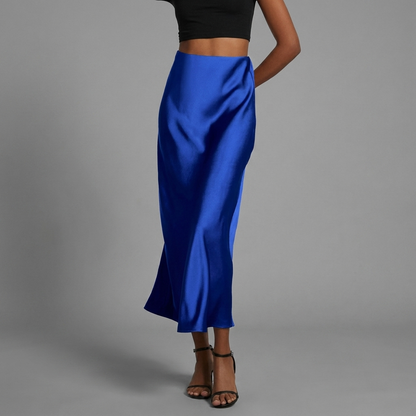 Dames Satin Rok met Slim Fit Pasvorm en Elegante Middellange Lengte