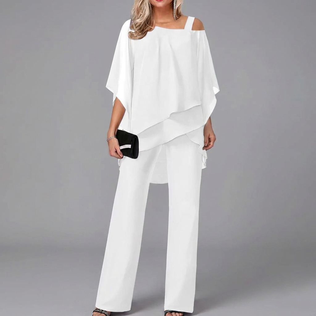 Dames Tweedelige Set met Batwing Top en Rechte Broek