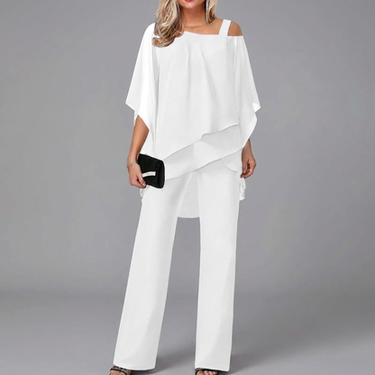 Dames Tweedelige Set met Batwing Top en Rechte Broek