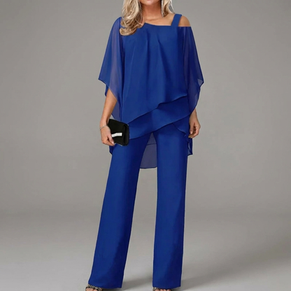 Dames Tweedelige Set met Batwing Top en Rechte Broek