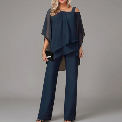 Dames Tweedelige Set met Batwing Top en Rechte Broek