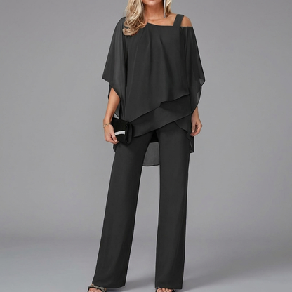 Dames Tweedelige Set met Batwing Top en Rechte Broek