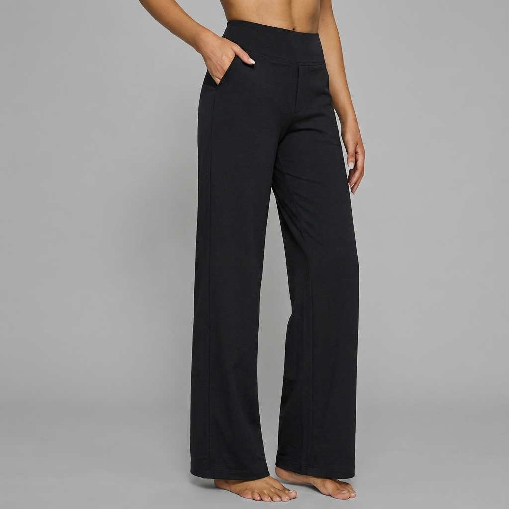 Dames Gebreide Broek met Hoge Taille en Rechte Pasvorm
