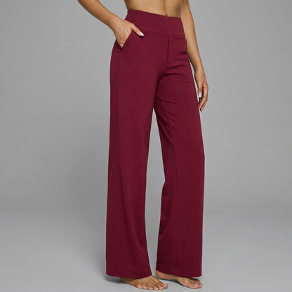 Dames Gebreide Broek met Hoge Taille en Rechte Pasvorm