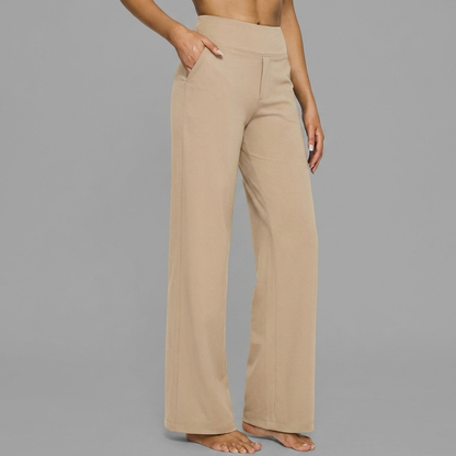 Dames Gebreide Broek met Hoge Taille en Rechte Pasvorm