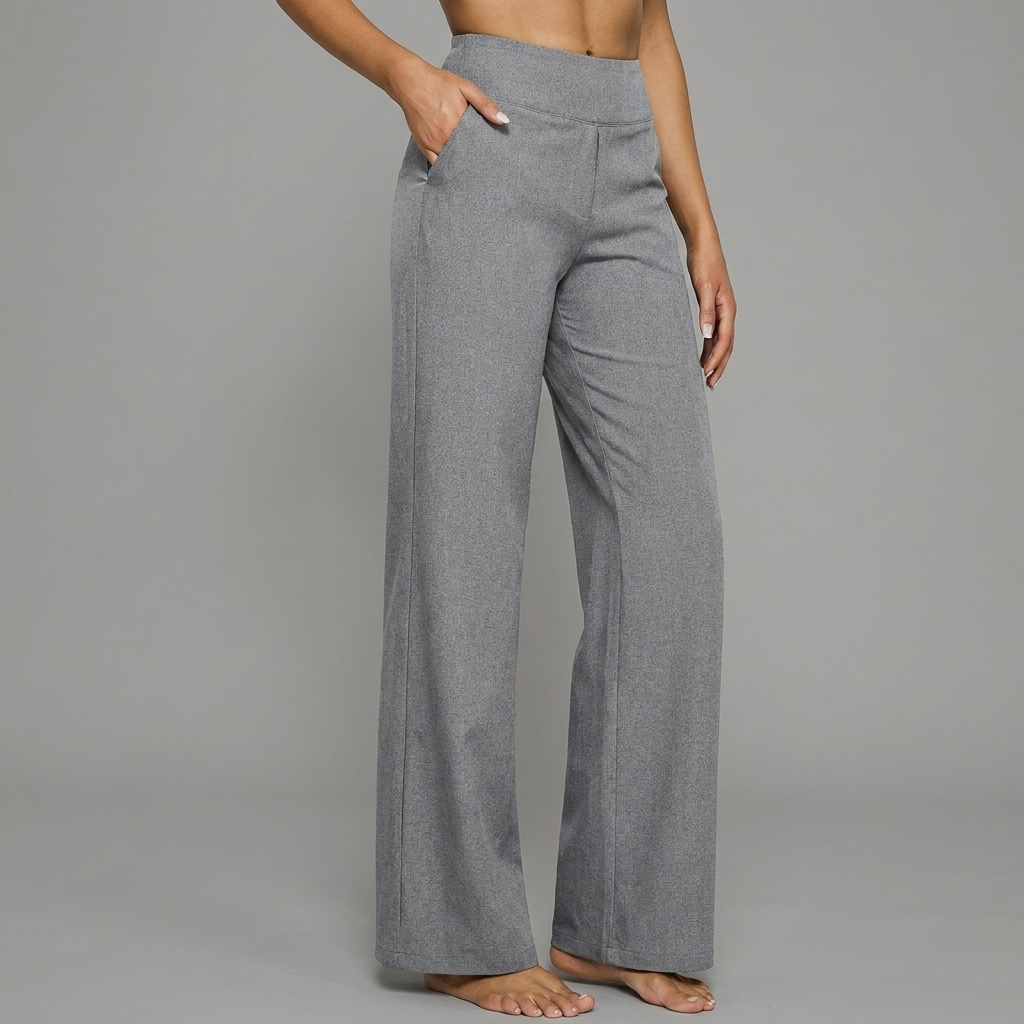 Dames Gebreide Broek met Hoge Taille en Rechte Pasvorm