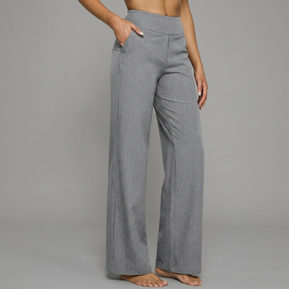 Dames Gebreide Broek met Hoge Taille en Rechte Pasvorm