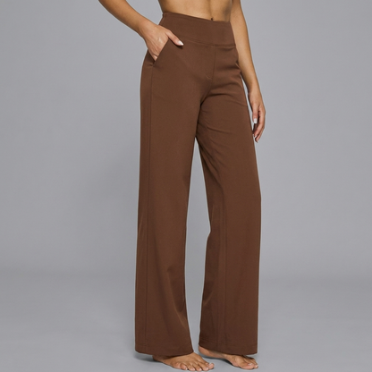 Dames Gebreide Broek met Hoge Taille en Rechte Pasvorm