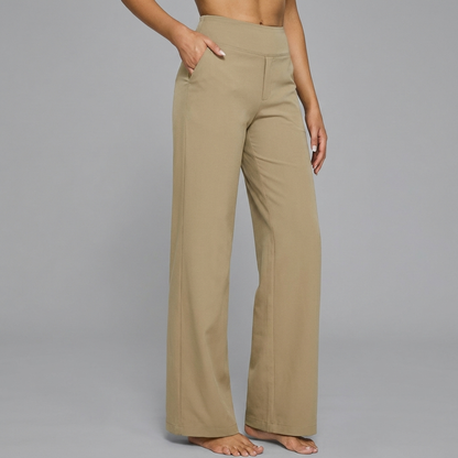 Dames Gebreide Broek met Hoge Taille en Rechte Pasvorm