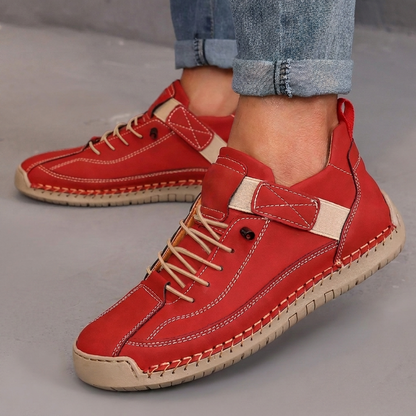 Dames Leren Casual Laarzen met Kleurencombinatie en Comfortabele Pasvorm