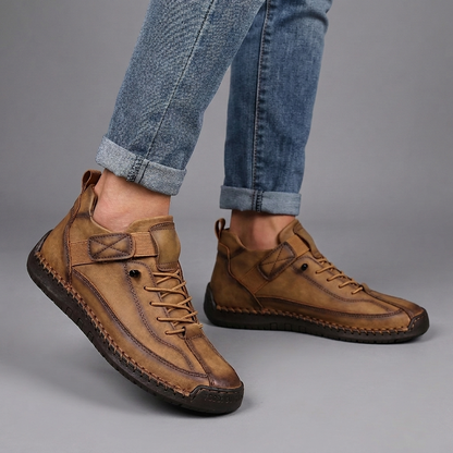 Dames Leren Casual Laarzen met Kleurencombinatie en Comfortabele Pasvorm