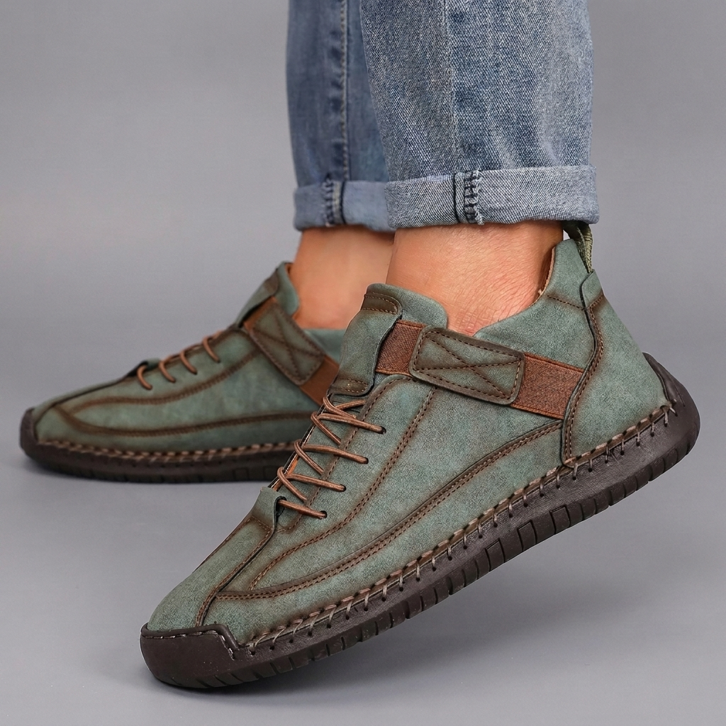 Dames Leren Casual Laarzen met Kleurencombinatie en Comfortabele Pasvorm