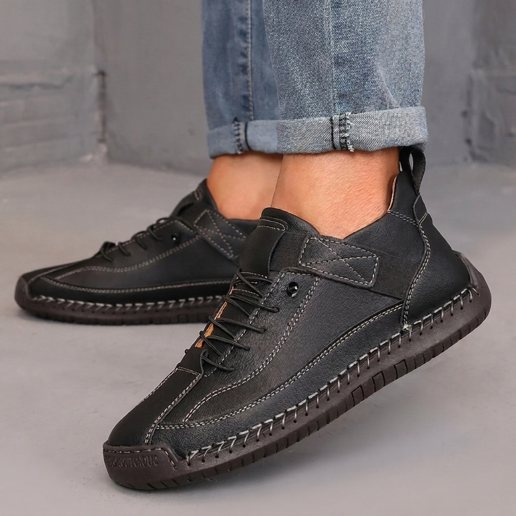 Dames Leren Casual Laarzen met Kleurencombinatie en Comfortabele Pasvorm