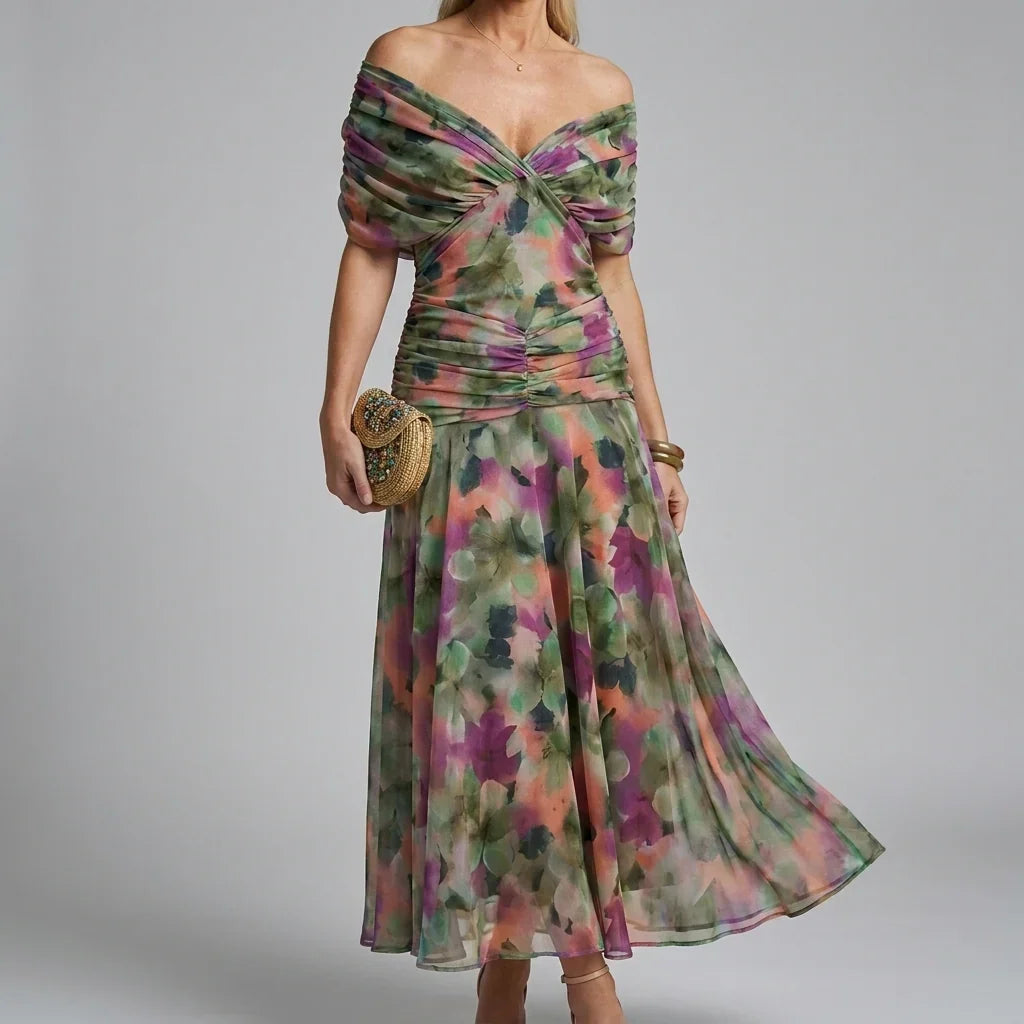 Casual maxi-jurk met V-hals en A-lijn model voor dames