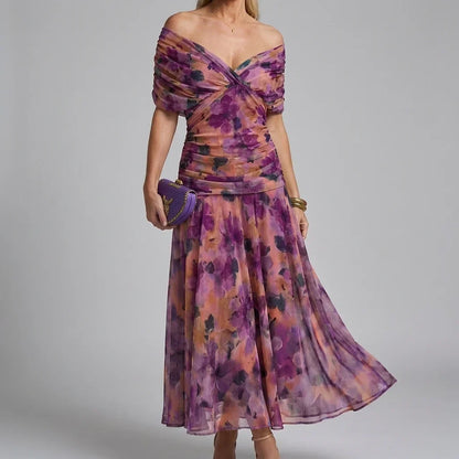 Casual maxi-jurk met V-hals en A-lijn model voor dames