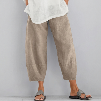 Effen loszittende casual capribroek dames