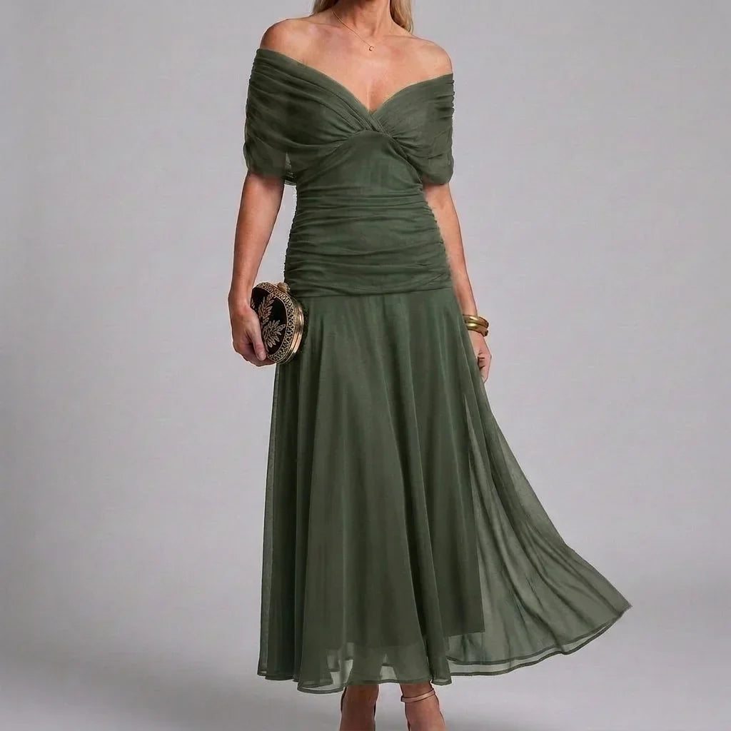 Casual maxi-jurk met V-hals en A-lijn model voor dames
