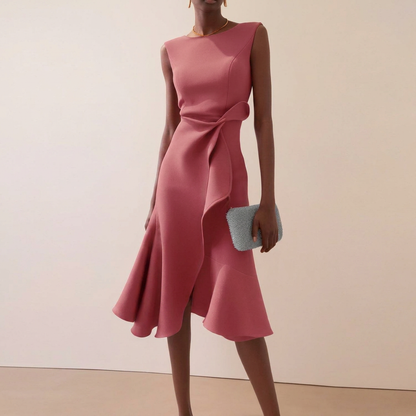 Mouwloze midi-jurk voor dames met strik