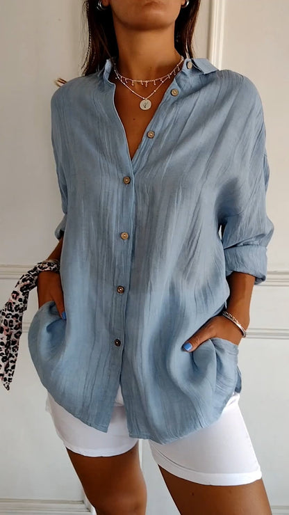 Loszittende Blouse voor dames - Luchtig en Comfortabel - Met knopen sluiting