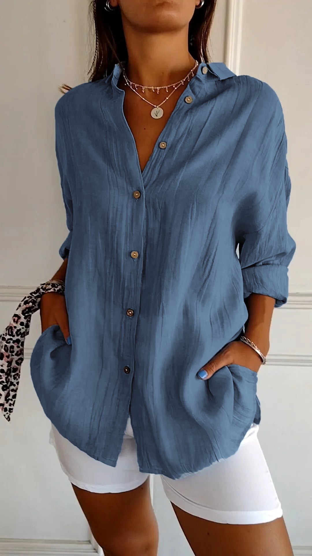 Loszittende Blouse voor dames - Luchtig en Comfortabel - Met knopen sluiting