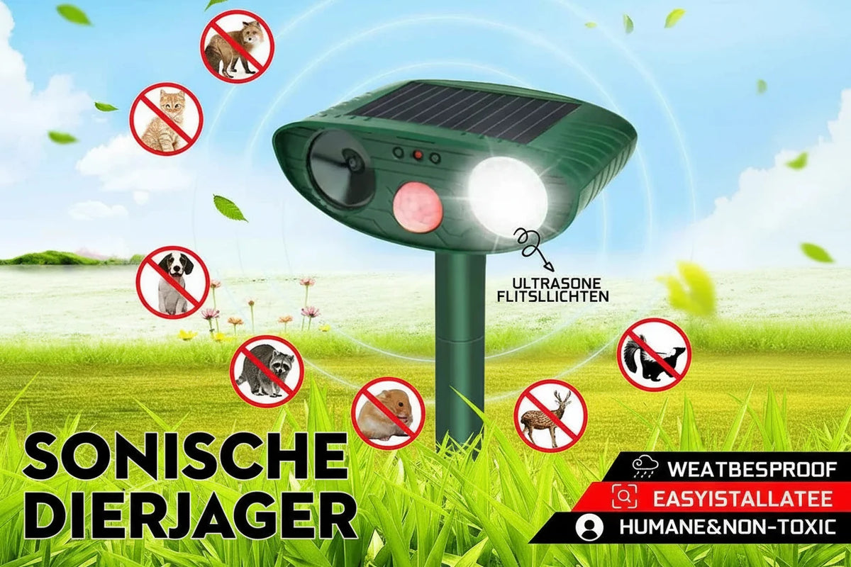 Solar ultrasone hertenverjager voor de tuin