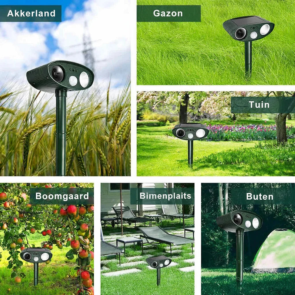 Solar ultrasone hertenverjager voor de tuin