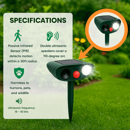 Solar ultrasone hertenverjager voor de tuin