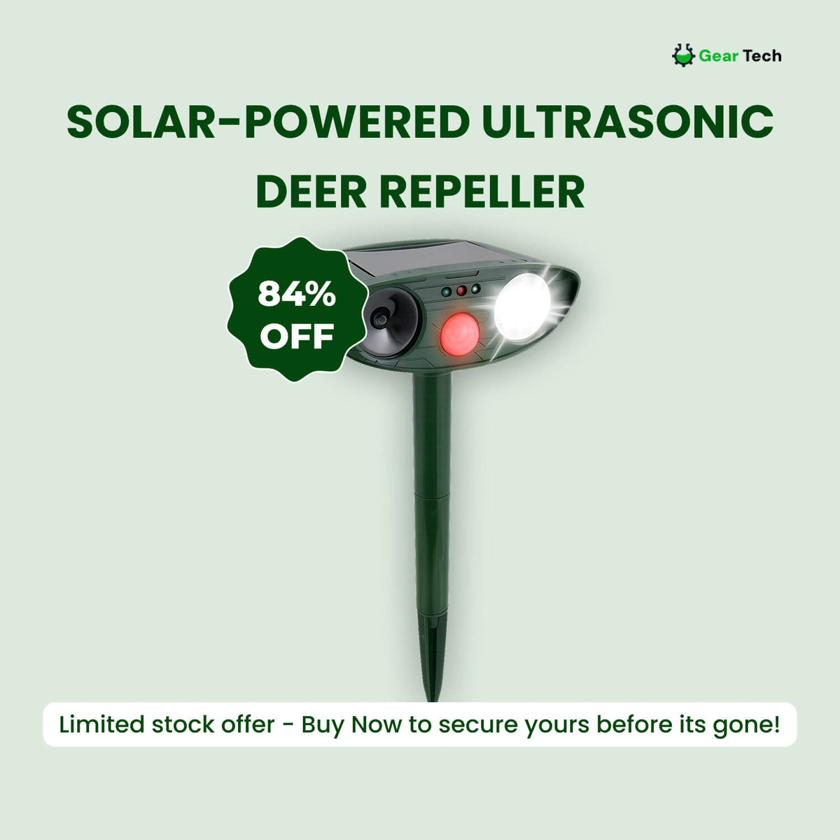 Solar ultrasone hertenverjager voor de tuin