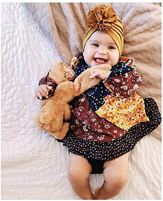 Zachte baby-turbanmuts met ruches – Herfstmagie KnuffelGlans (1+1 Gratis)