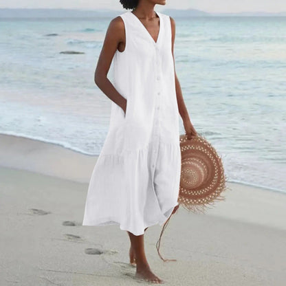 Zomerse Jurk voor Dames – Mouwloze Casual Vakantie Jurk